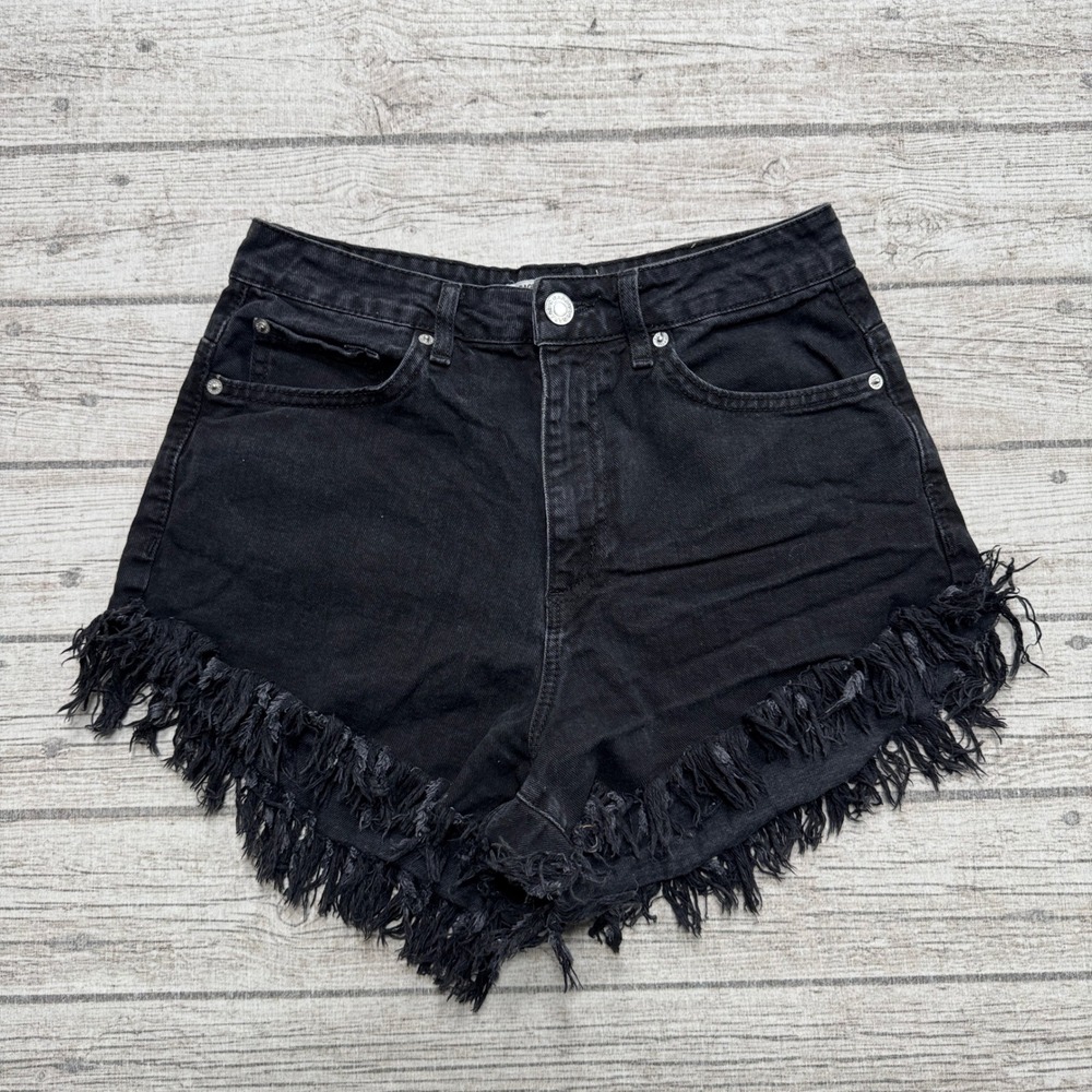 Garage Shorts Women's 27 Black Mini Festival Cheeky Cut Off Denim High Waisted